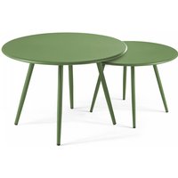 2er-Set runder Couchtisch aus Stahl Grün - Palavas 2er-Set runder Couchtisch aus Stahl Grün - Palavas von OVIALA