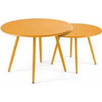 2er-Set runder Couchtisch aus Stahl gelb - Palavas 2er-Set runder Couchtisch aus Stahl gelb - Palavas von OVIALA
