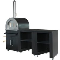 3-Elemente-Außenküche mit schwarzem Pizzaofen 3-Elemente-Außenküche mit schwarzem Pizzaofen von OVIALA