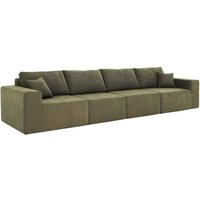 4-Sitzer-Modulsofa in Stoff mit grünen Kissen von OVIALA