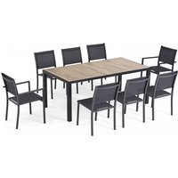 Gartentisch für 8 Personen, 2 Sessel und 6 Stühle aus Kastanienholz - Holz von OVIALA