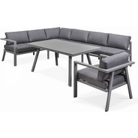 8-Sitzer-Gartentisch aus Metall, Ecksofa und Sessel Grau - Grau von OVIALA
