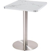 Esstisch 60 x 60 cm silbernes Bein und weiß/silberner Marmorbelag Esstisch 60 x 60 cm silbernes Bein und weiß/silberner Marmorbelag von OVIALA