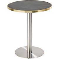 Esstisch rund 60 cm Platte Marmor schwarz/gold und silberner Fuß von OVIALA