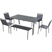 Gartenlounge aus Metall mit 2 Bänken und 4 Stühlen Grau - Palavas von OVIALA