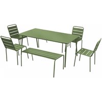 Gartenlounge aus Metall mit 2 Bänken und 4 Stühlen Grüner Kaktus - Palavas Gartenlounge aus Metall mit 2 Bänken und 4 Stühlen Grüner Kaktus - Palavas von OVIALA