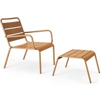 Gartensessel mit Fußstütze aus Metall Karamell - Palavas Gartensessel mit Fußstütze aus Metall Karamell - Palavas von OVIALA