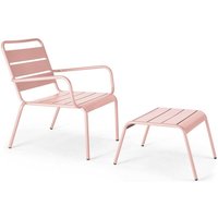 Gartensessel mit Fußstütze aus Metall Rosa - Palavas Gartensessel mit Fußstütze aus Metall Rosa - Palavas von OVIALA