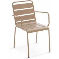 Oviala - Gartenstuhl aus pulverbeschichtetem Stahl Taupe - Palavas Oviala - Gartenstuhl aus pulverbeschichtetem Stahl Taupe - Palavas von OVIALA
