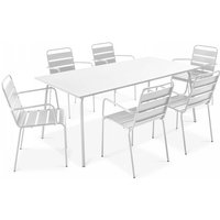 Gartentisch und 6 Stahlsessel Weiß - Palavas Gartentisch und 6 Stahlsessel Weiß - Palavas von OVIALA