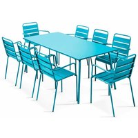 Oviala - Gartentisch und 8 Metallsessel Blau - Blau von OVIALA
