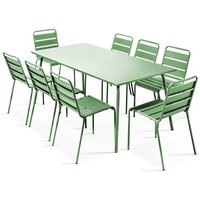 Gartentisch und 8 Stühle aus pulverbeschichtetem Stahl Grüner Kaktus - Grüner Kaktus von OVIALA