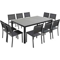 Gartentisch und -stühle für 10 Personen aus Keramik Grau - Grau von OVIALA