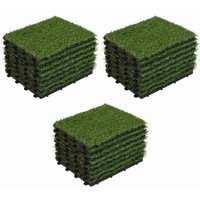 Oviala - 24 Klick-Fliesen-Set Kunstrasen Grün - Grün von OVIALA
