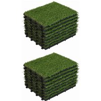 Oviala - 16 Klick-Fliesen-Set Kunstrasen Grün - Grün von OVIALA