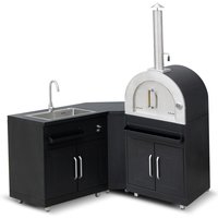 Oviala - Metall-Outdoorküche mit 3 Spülbecken und Pizzaofen von OVIALA