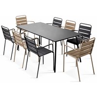 Metallgartenlounge aus 1 Tisch und 8 Sesseln Taupe - Taupe von OVIALA