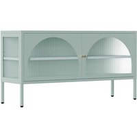 Moderner TV-Schrank mit 2 Türen, L 115 cm, aus salbeigrünem Metall von OVIALA