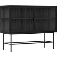 Modernes 2-türiges Sideboard 110 cm aus Metall und schwarzem Glas von OVIALA