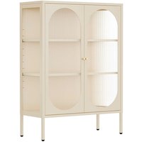 Modernes 2-türiges Sideboard 80 cm aus Metall und ecrufarbenem Glas Modernes 2-türiges Sideboard 80 cm aus Metall und ecrufarbenem Glas von OVIALA