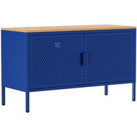 Modernes Sideboard mit 2 Türen, L 100 cm, aus dunkelblauem Metall Modernes Sideboard mit 2 Türen, L 100 cm, aus dunkelblauem Metall von OVIALA