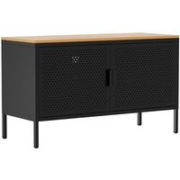 Modernes Sideboard mit 2 Türen, L 100 cm, aus schwarzem Metall Modernes Sideboard mit 2 Türen, L 100 cm, aus schwarzem Metall von OVIALA