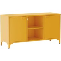 Modernes Sideboard mit 2 Türen, L 120 cm, aus gelbem Metall Modernes Sideboard mit 2 Türen, L 120 cm, aus gelbem Metall von OVIALA
