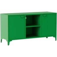 Modernes Sideboard mit 2 Türen, L 120 cm, aus grünem Metall Modernes Sideboard mit 2 Türen, L 120 cm, aus grünem Metall von OVIALA