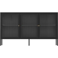 Modernes Sideboard mit 3 Türen, L 140 cm, aus schwarzem Metall von OVIALA