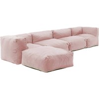 Modulares Ecksofa mit 2 Sesseln, 2 Ecken und 1 puderrosa Hocker - Mixi Modulares Ecksofa mit 2 Sesseln, 2 Ecken und 1 puderrosa Hocker - Mixi von OVIALA