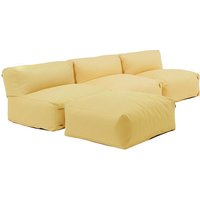 Modulares Ecksofa mit 3 Sesseln und 1 hellgelb Hocker - Mixi von OVIALA