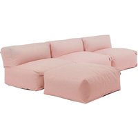 Modulares Ecksofa mit 3 Sesseln und 1 puderrosa Hocker - Mixi von OVIALA