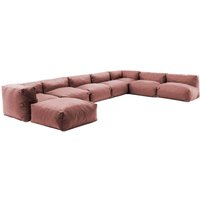 Modulares Ecksofa mit 5 Sesseln, 2 Ecken und 1 Hocker in Terrakotta - Mixi Modulares Ecksofa mit 5 Sesseln, 2 Ecken und 1 Hocker in Terrakotta - Mixi von OVIALA