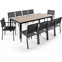 10-Sitzer-Gartentisch aus Aluminium und Keramik Grau - Holz von OVIALA