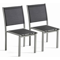 Oviala - 2er-Set Gartenstühle aus Aluminium/Textylen Grau - Grau von OVIALA