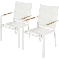 Oviala - 2er-Set Gartenstühle aus Aluminium und weißem Textilene Oviala - 2er-Set Gartenstühle aus Aluminium und weißem Textilene von OVIALA