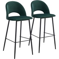 Oviala - 2er-Set Hochstühle aus Metall und grünem Samt von OVIALA