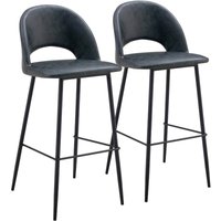 Oviala - 2er-Set Hochstühle aus Metall und schwarz beschichtetem Textilgewebe von OVIALA