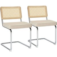 2er-Set Stühle aus Stahl und Samt in Beige von OVIALA