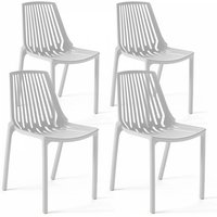 Oviala - 4er-Set Gartenstuhl aus Kunststoff Weiß - Weiß von OVIALA