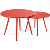 Oviala - 2er-Set runder Couchtisch aus Stahl Rot - Rot von OVIALA