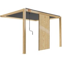 Oviala - Freistehende bioklimatische Pergola 3 x 4m weiß und 1 Holzklaustrade von OVIALA