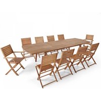 Gartentisch aus Aluminium und 8 Stühle und 2 Sessel aus Holz - Holz von OVIALA