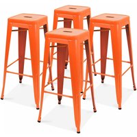 Oviala - Metallhocker im industriellen Stil, 4er-Set Orange - Orange von OVIALA