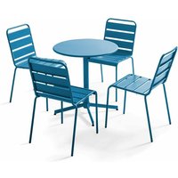 Oviala - Neigbarer runder Gartentisch und 4 Stühle Pazifisch blau - Palavas von OVIALA