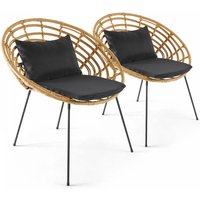 Oviala - Runder Gartensessel aus synthetischem Rattan, 2er-Set Braun von OVIALA