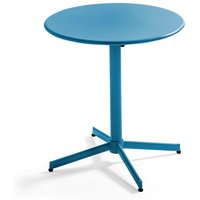 Runder Gartentisch Palavas mit runder Klapptischplatte aus Metall blau - Pazifisch blau von OVIALA