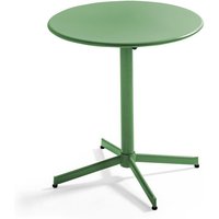 Runder Gartentisch Palavas mit runder Klapptischplatte aus Metall, Grün - Grün von OVIALA