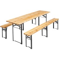 Oviala - Set aus Biertisch und Klappbänken aus Holz in 218 cm Braun von OVIALA