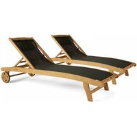 Oviala - Sonnenliegen aus Holz und Textylen, Aubagne, 2er-Set Schwarz Oviala - Sonnenliegen aus Holz und Textylen, Aubagne, 2er-Set Schwarz von OVIALA